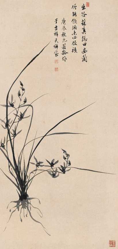 若瓢 兰花 立轴